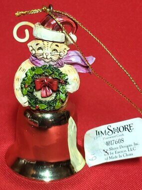 Jim Shore Cat Dangling Bell Ornament